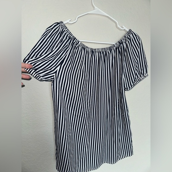 Chico’s, vertical black and white stripe blouse. Size 0. - Picture 3 of 8